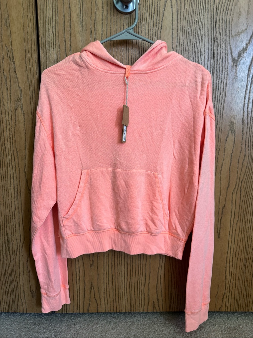 Skims Light French Terry Cropped Hoodie in a vibrant Neon Orange